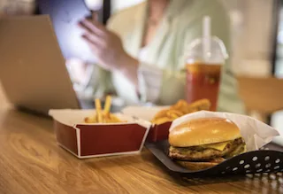 Branded food packaging on a counter